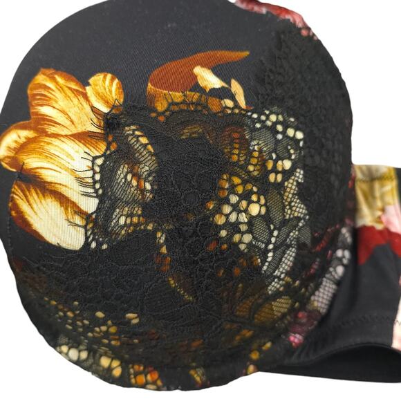 Cacique Collection Seriously Sexy Floral Print Bra 42C Black Floral Lace - Picture 4 of 11